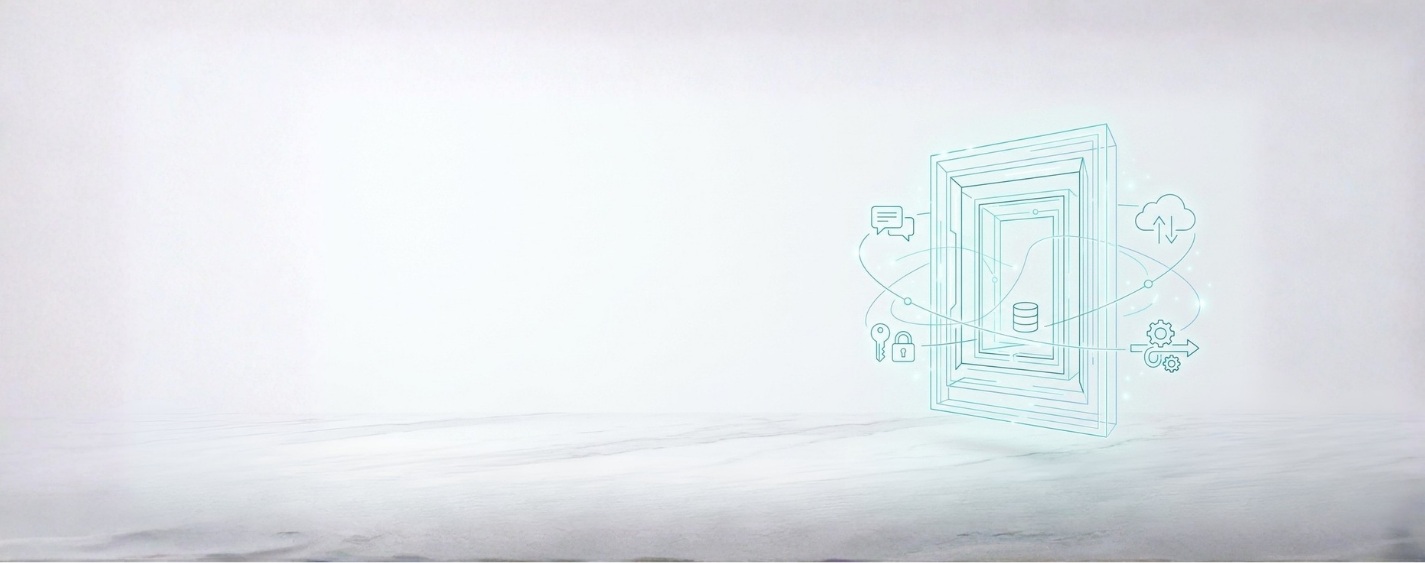 Grafische Darstellung eines digitalen Unternehmensportals mit vernetzten Informationen.